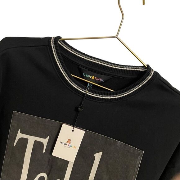 Teddy Fresh Box Paneled Crewneck Pullover Sweatshirt Unisex Streetwear MED NWT - Picture 3 of 7